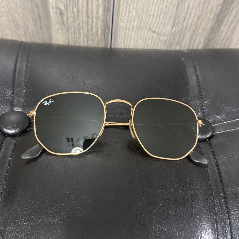 Ray Ban Hexagonal Sunglasses Gold Arista 3548N 001 G15 Flat Lense 51mm - Picture 1 of 4